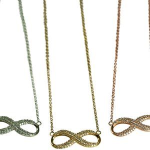 INFINITY PENDANT NECKLACE STERLING SILVER (.925), CHOOSE:GOLD, SILVER, ROSE GOLD
